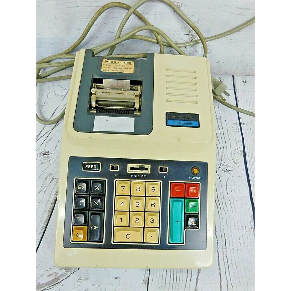 Used Toshiba BC-1200P Retro Electronic Calculator Desk Office Vintage Working